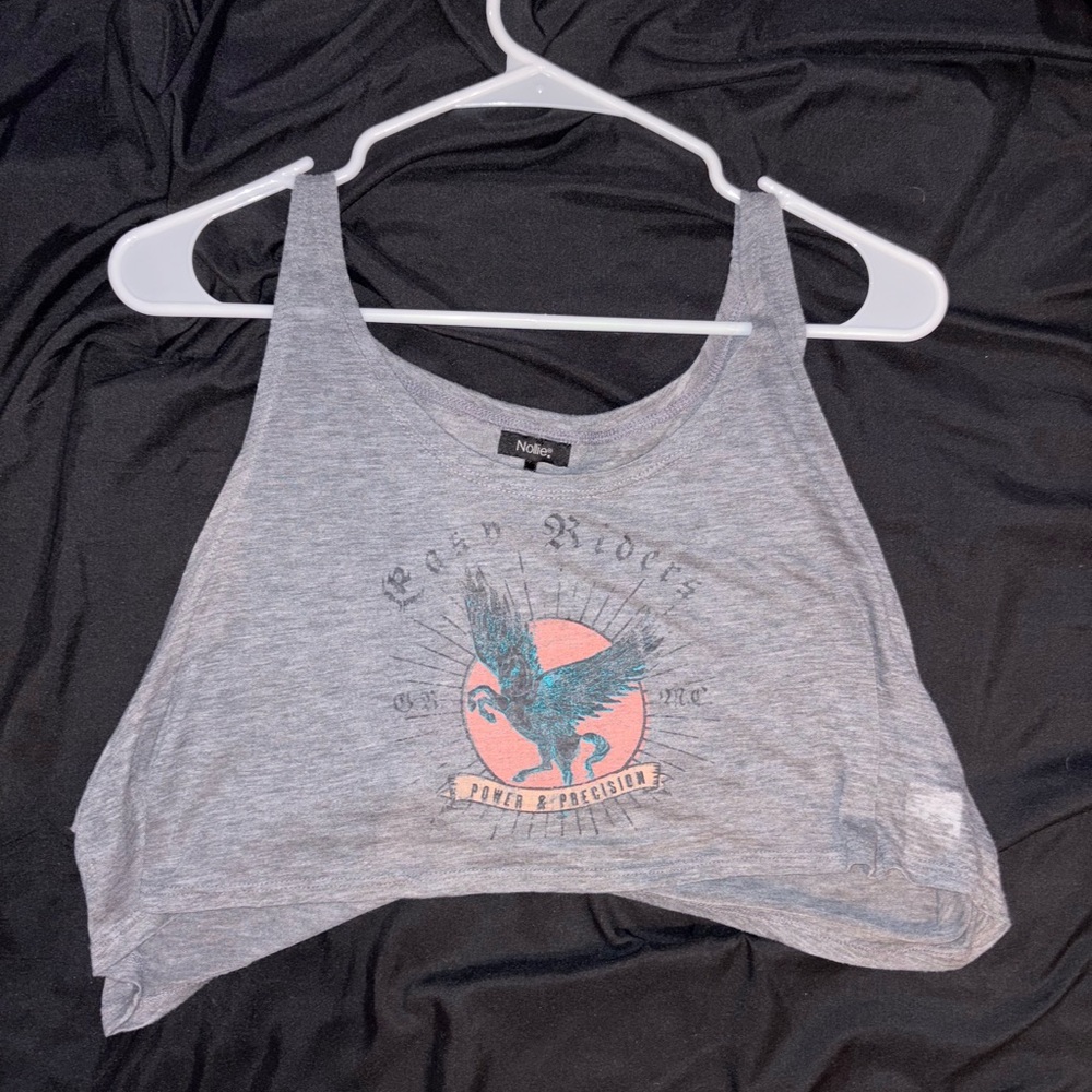 Nollie Gray Tank Top with Pink and Blue Graphic